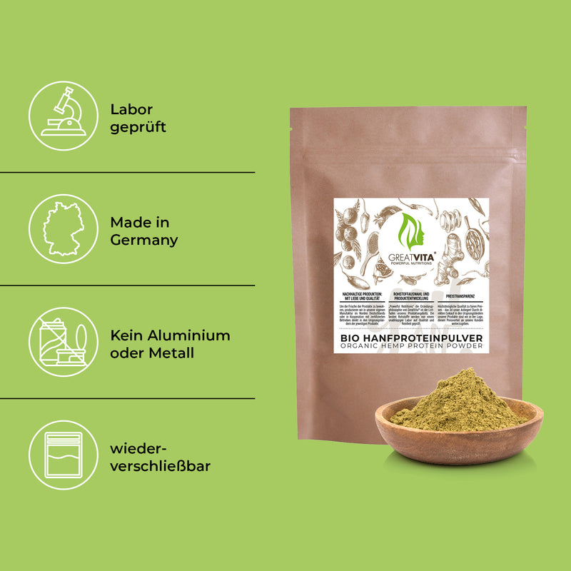 Proteína de cáñamo ecológica en polvo - 50 % de contenido proteico
