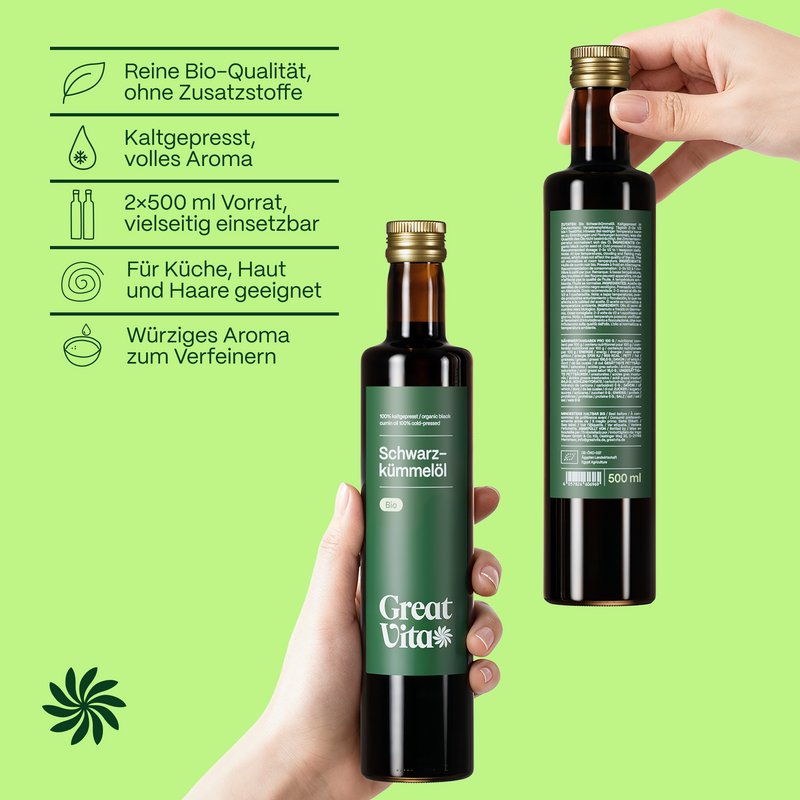 Olio di semi di cumino nero biologico 500 ml – spremuto a freddo e filtrato